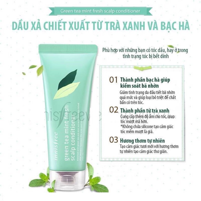 DẦU XẢ INNISFREE GREEN TEA MINT FRESH 200ml