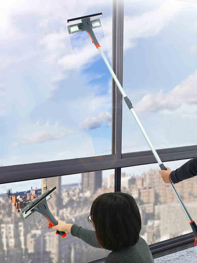 Chổi lau kính dài 1m75 tự xịt nước, tích hợp bình xịt, gạt nước lau sạch ngay cả ở trên cao