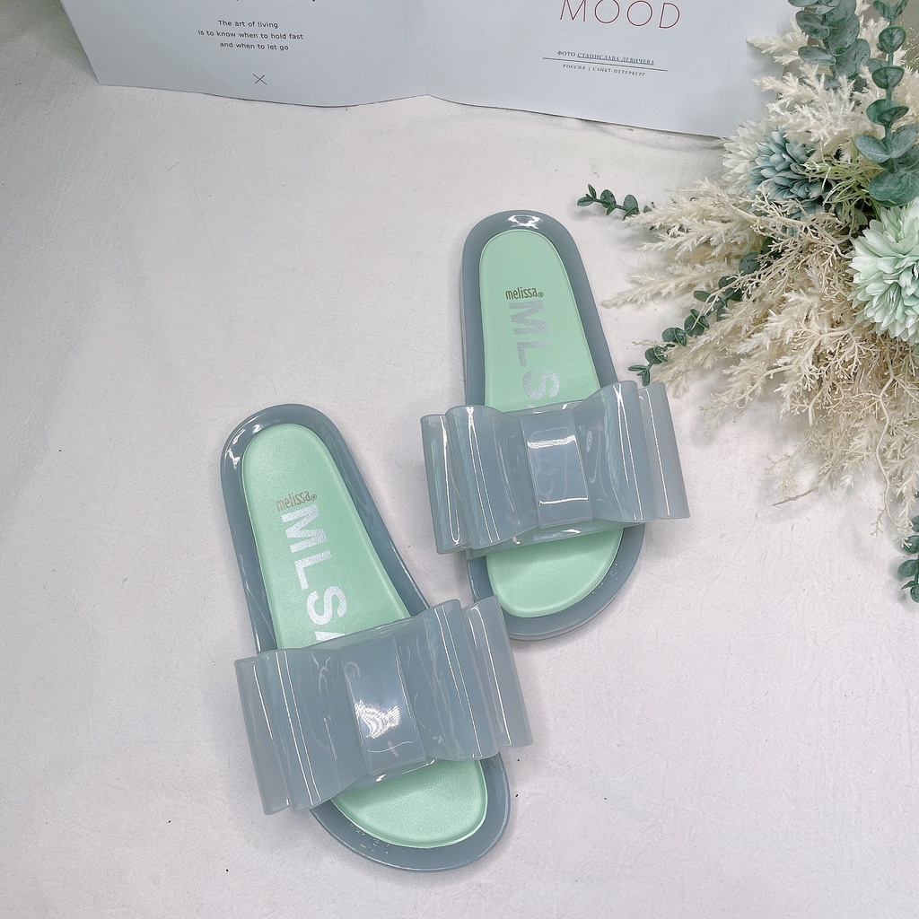 Melissa Giày Sandal Nhựa Dẻo Đính Nơ To Thời Trang Đi Biển