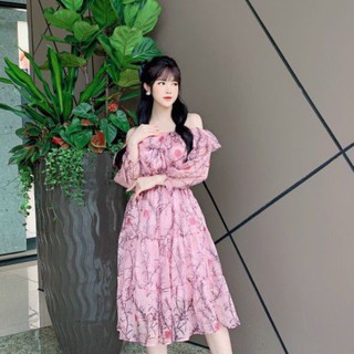 💞VÁY TƠ VOAN MAXI HỞ VAI 3 TẦNG LIỀN🌱