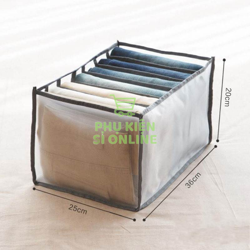 Hộp vải đựng quần áo chia nhiều ngăn, khay vải lưới đựng đồ lót, vớ tiện dụng (38 x 25 x 20) Store4girls