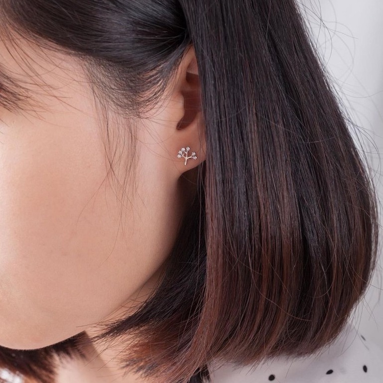 Bông tai bạc nữ DaLiA Jewelry hình cây pha lê thanh lịch đủ màu trắng - vàng