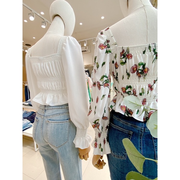 Áo cổ vuông chạy bo chỉ - JF06