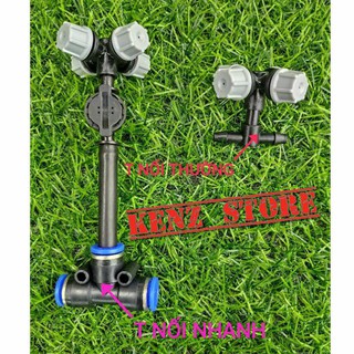 Béc phun 4 cửa kèm T nối, béc tưới 4 chiều, béc 4 hướng