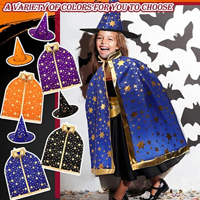 Set áo choàng phù thủy và nón cột dây dành cho bé hóa thân Halloween thích hợp làm quà tặng