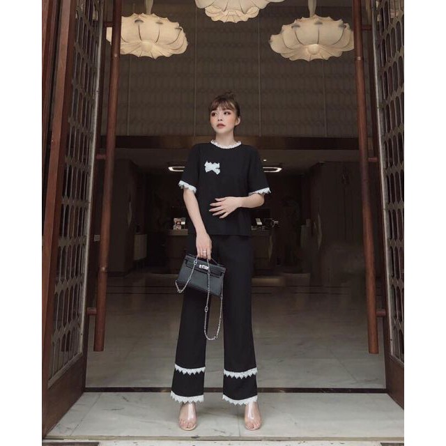 sp Set Đồ Bộ Mặc Nhà Phối Ren - Vải Lụa Tuyết Cao Cấp - Vải Dày Dặn - 8 Màu - Form Quần Ống Rộng Sang Chảnh | BigBuy360 - bigbuy360.vn