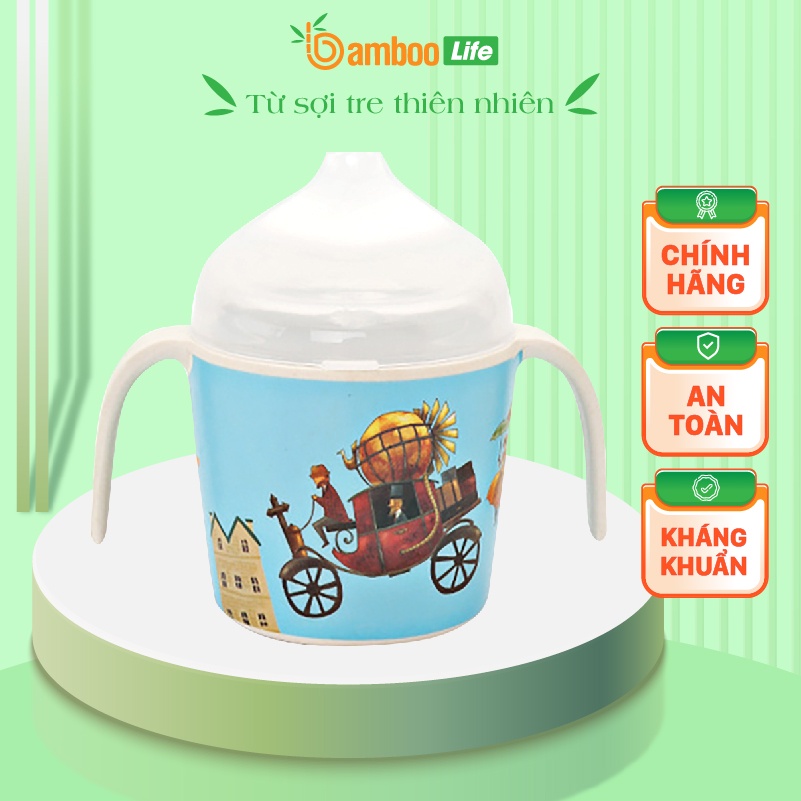 Ly cốc tập uống nước cho bé sợi tre Bamboo Life BL092 mẫu mã đẹp, chống sặc, hình thú siêu xinh 180ml