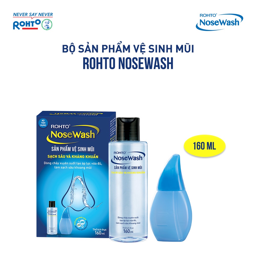 Bộ tiện dụng vệ sinh mũi Rohto NoseWash miniset (1 bình vệ sinh mũi Easy Shower và 1 bình dung dịch 160ml)
