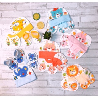 Bộ mũ bao tay chân bo cotton thái kerokid
