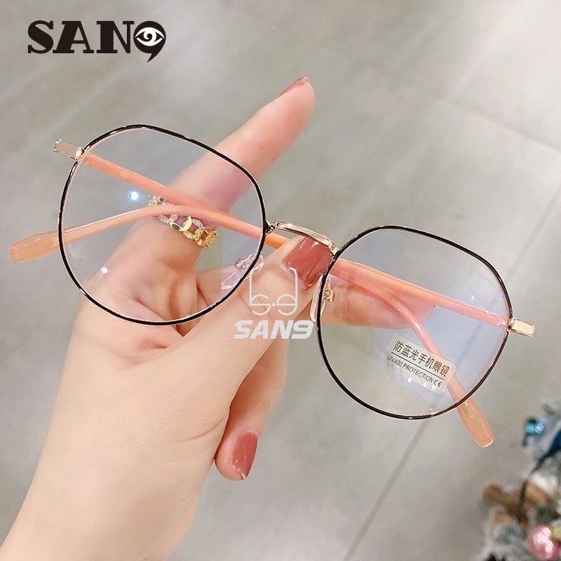 Kính mắt COSAN9 gọng kim loại tròn chống ánh sáng xanh tia uv400 phong cách Hàn Quốc