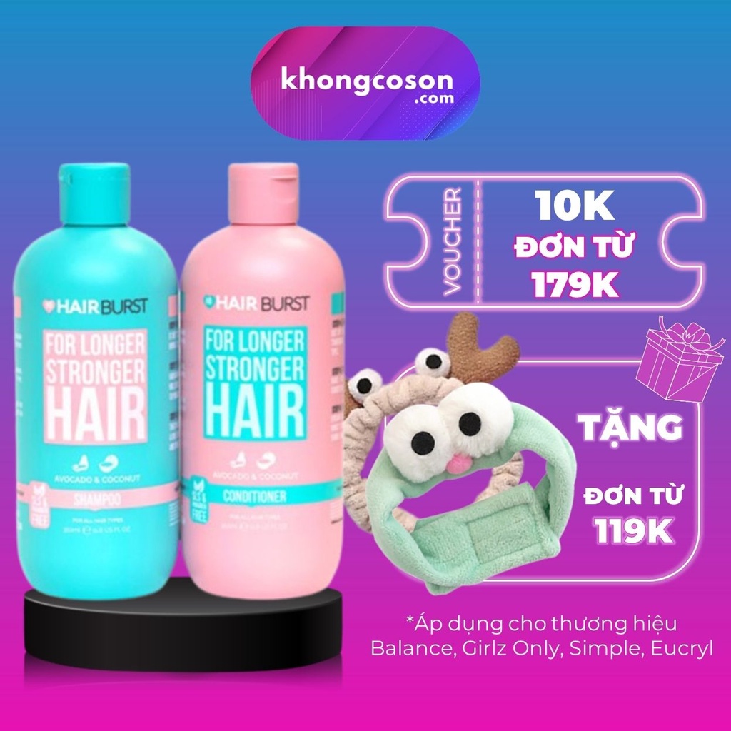 Combo Gội Xả HAIRBURST Kích Thích Mọc Tóc giúp tóc chắc khỏe 350ml/chai - Khongcoson