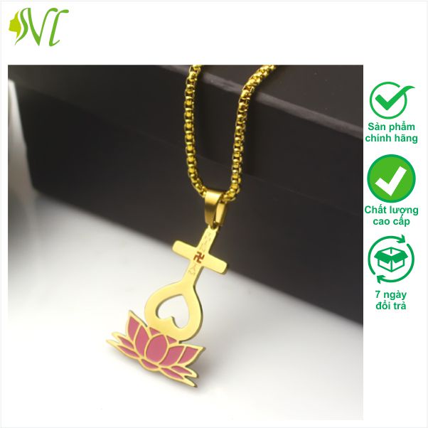 Dây chuyền thiên tâm đạo mạ vàng hồng Người Đẹp Vì Lụa không đen không gỉ xài nước tốt