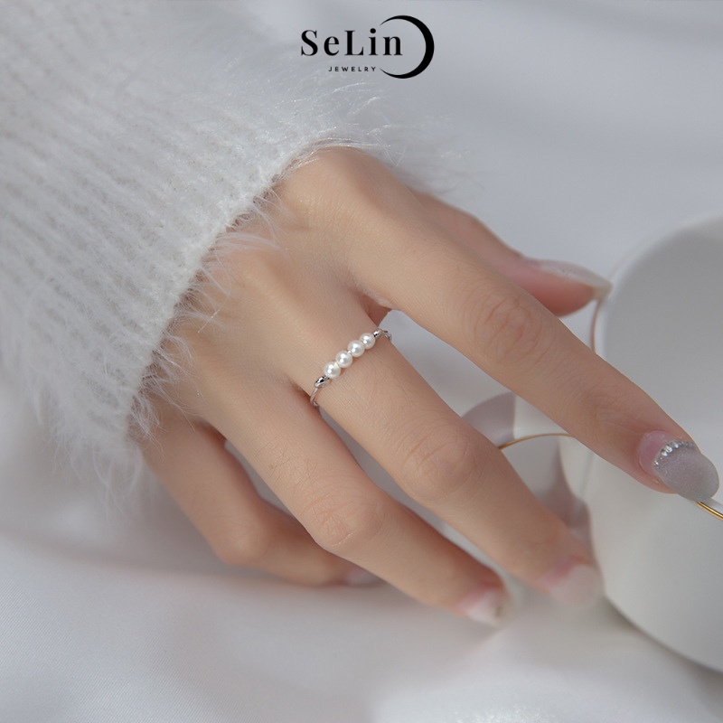 Nhẫn bạc nữ 925 hở đính trai nhỏ SELIN JEWELRY - 120