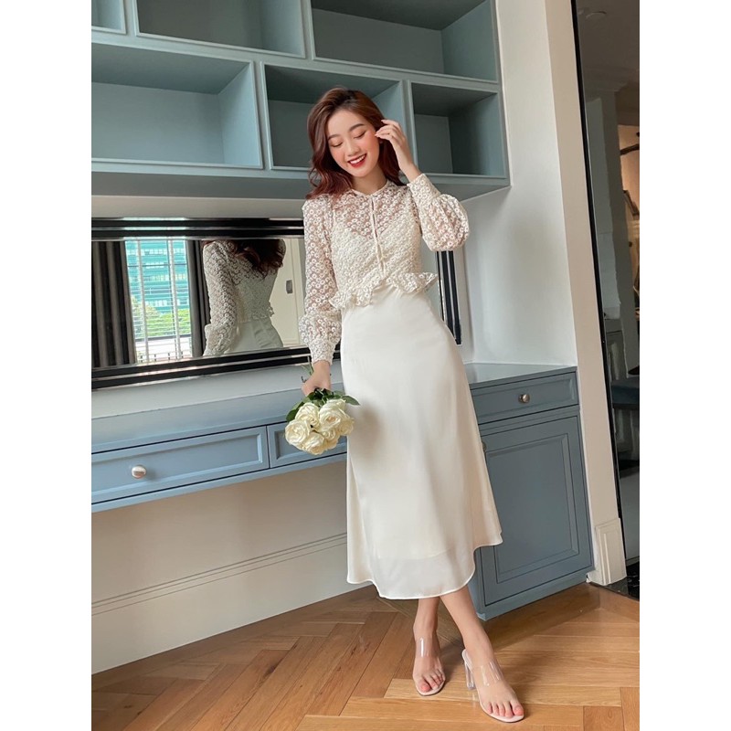 Set váy áo daisy dress thêu hoa nhí
