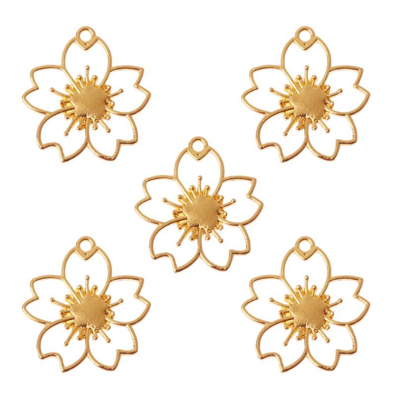 Bộ 5 Khung Mặt Dây Chuyền Hình Hoa Anh Đào