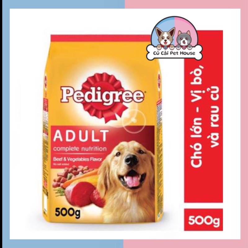 Thức ăn khô hạt Pedigree vị Bò &amp; rau củ cho chó lớn 500g