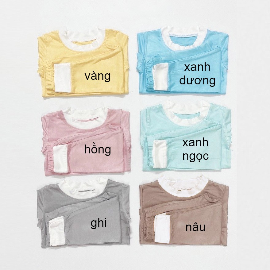 Đồ Bộ Dài Tay Thun Lạnh Nền Màu Trơn Cực Đẹp Cho Bé - Bộ Dài Tay Bé Trai Bé Gái AM803