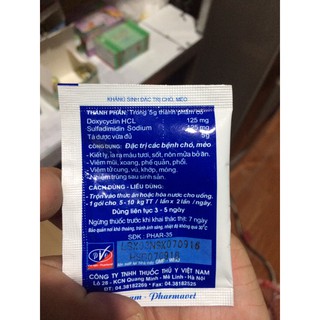 Thuốc bột uống Doxy - Sul - Trep Kháng sinh chó mèo 5g