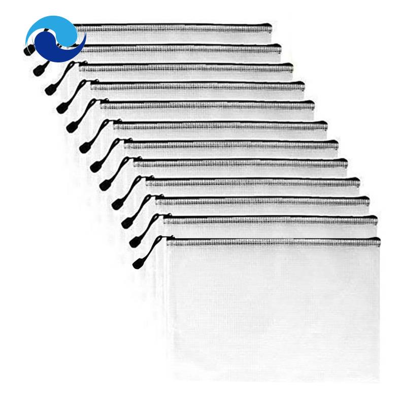 12PCS A3 Folder, Information Zipper Bag Plastic Wallet Mesh File Bag Zipper Bag Zipper Wallet