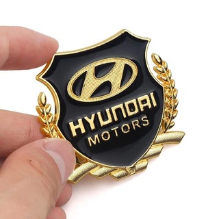 Bộ 2 logo bông lúa chất liệu hợp kim đồng hãng xe HYUNDAI