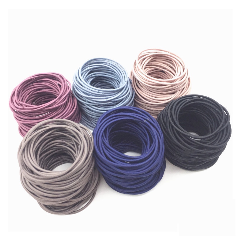 Set 100 Dây Thun Buộc Tóc Túi Zip Với Nhiều Màu Sắc Co Giãn Cho Người Lơn Và Trẻ Em Phong Cách Hàn Quốc