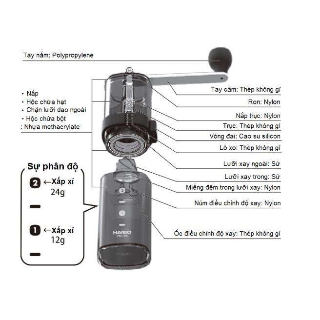 CỐI XAY CÀ PHÊ BẰNG TAY HARIO SMART G MSG-2TB