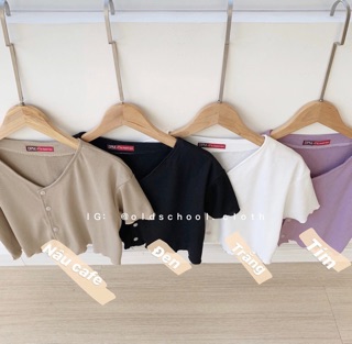 [Áo Nữ] Áo croptop 4 cúc vạt ullzang siêu hot