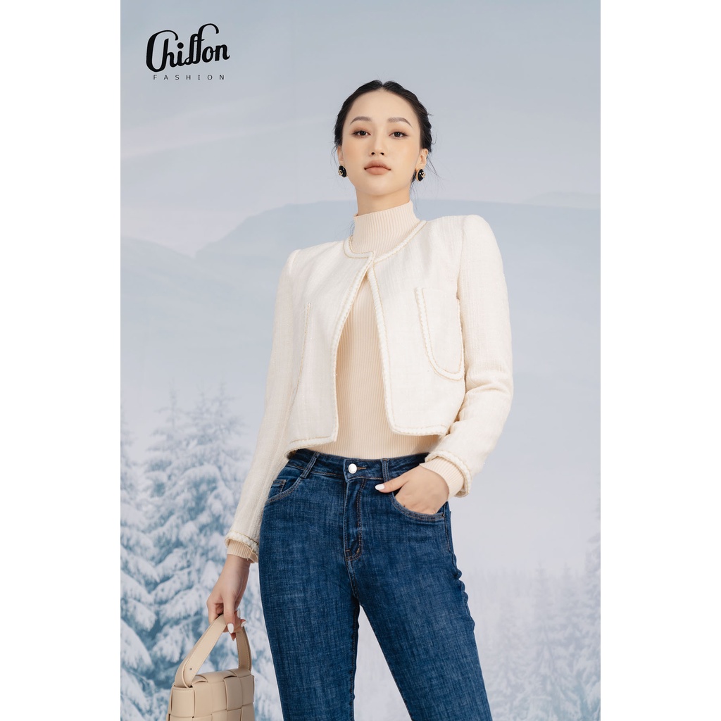 Quần bò 1 cúc ống đứng co giãn tốt, quần jean công sở nữ đẹp thiết kế by Chiffon