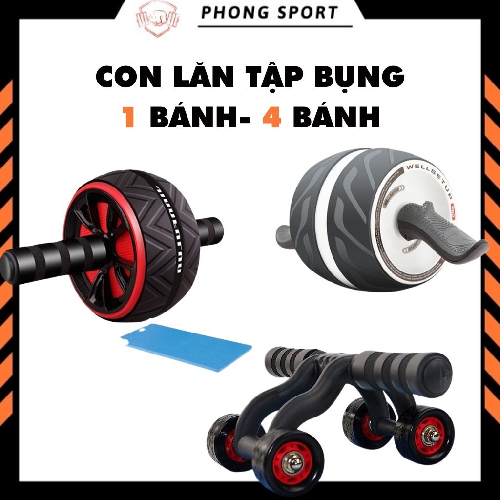 Con lăn tập cơ bụng tại nhà, dụng cụ tập plank kết hợp con lăn cao cấp, tay nắm ma sát tốt, có đếm số - Phongsport