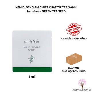 Sample 1ml Kem Dưỡng Cấp Nước, Phục Hồi Da Mụn Chiết Xuất Từ Hạt Trà Xanh Innisfree Green Tea Seed Cream
