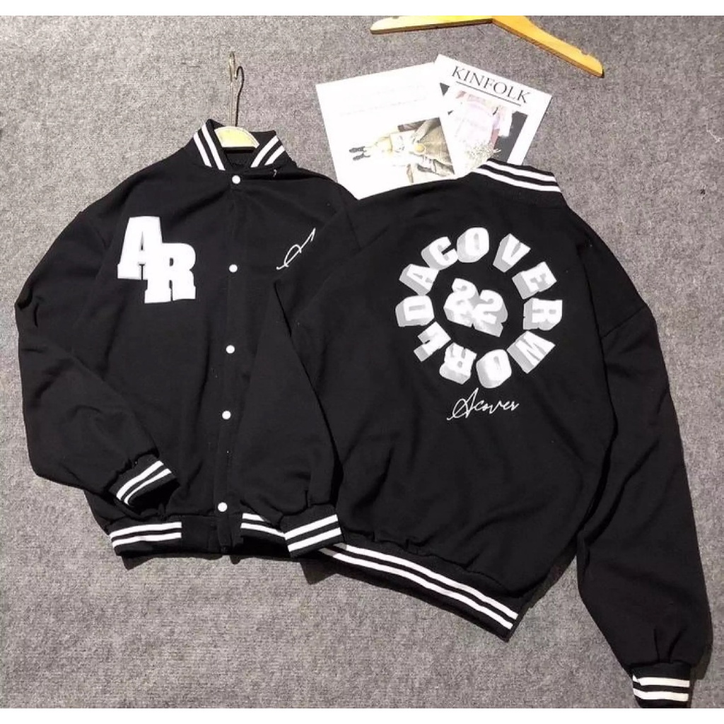 [FREE SHIP] ÁO KHOÁC NỈ BOMBER NÚT BẤM PHONG CÁCH HÀN AR