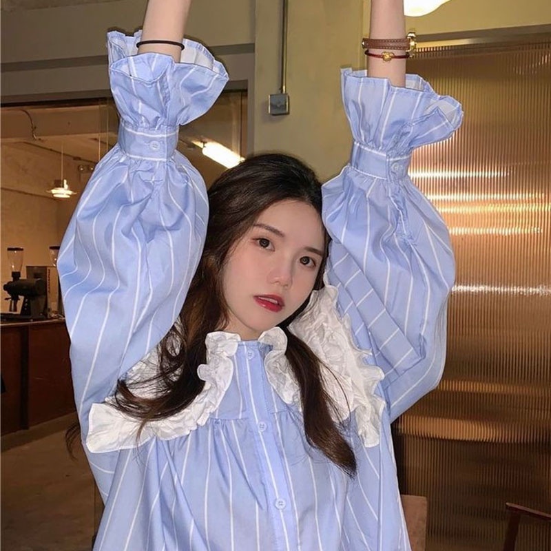 Áo sơ mi IELGY cổ búp bê hợp thời trang dễ phối đồ cho nữ