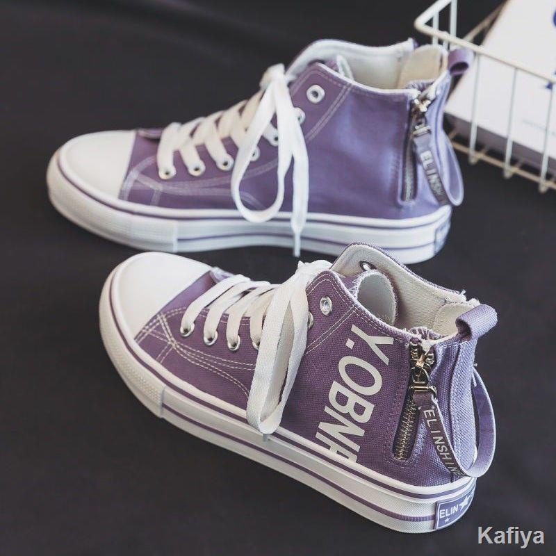 Giày sneaker nữ dây kéo bên vải chất lượng cao phong cách hàn quốc