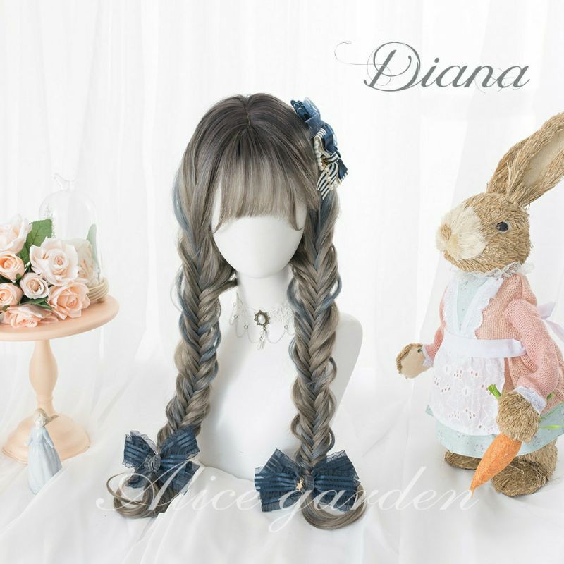 Wig teen/lolita/cosplay A2104 trà pha xanh khói