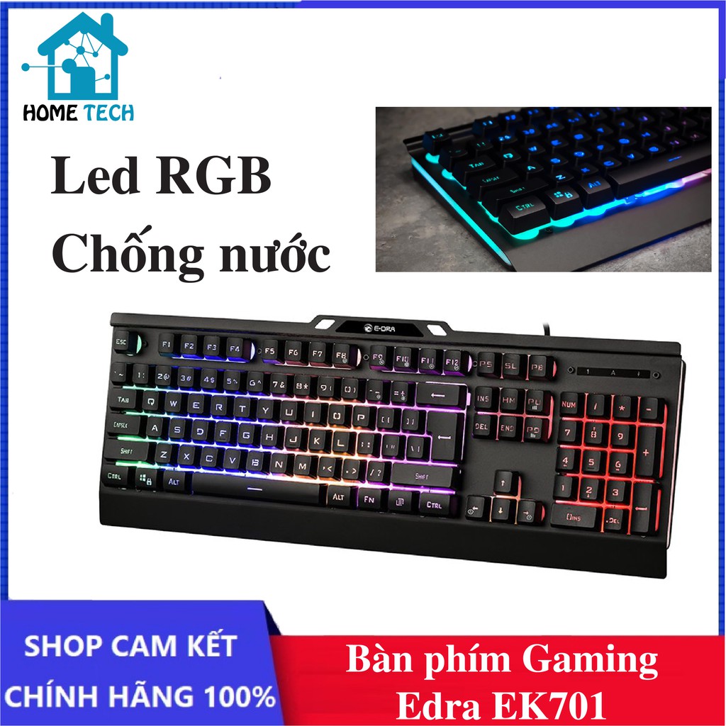 Bàn Phím Giả Cơ Gaming Edra EK701 5 Chế Độ LED RGB (2 màu Black/ Silver)