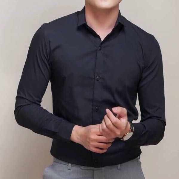 Áo Sơ Mi Nam Dài Tay Đen Không Nhăn Xù Dáng Ôm Nhẹ Chất Cotton Mềm Mại Bền Màu Được Hoàn Trả Mặc Thoáng Mát Dễ Chịu