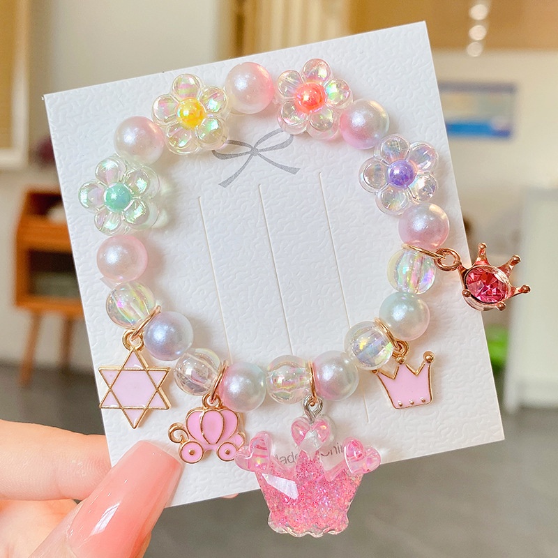 Vòng Tay Chuỗi Hạt Nhiều Màu Sắc Kiểu Công Chúa Họa Tiết Kỳ Lân Dễ Thương Cho Bé Gái