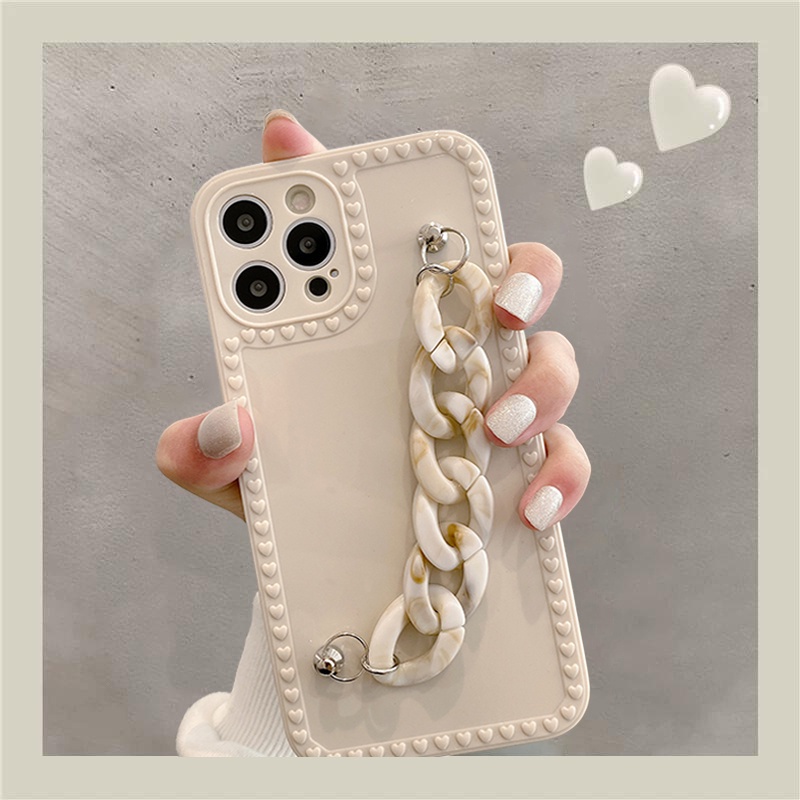 Ốp Điện Thoại Dẻo Họa Tiết Vân Đá Màu Hổ Phách Kèm Vòng Đeo Tay Cho iPhone 11 13 X XS Max XR 7 8 Plus SE 2020 iPhone 12 Pro