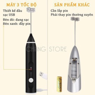 Máy đánh trứng, que tạo bọt cafe mini cầm tay không giây chính hãng sokany 3 cấp độ, hỗ trợ sạc pin, bảo hành 12 tháng