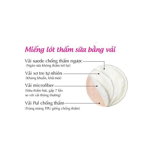 Miếng lót thấm sữa bằng vải Babuu Baby Nhật Bản dùng được nhiều lần - Hộp 8 miếng