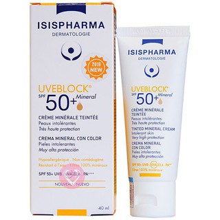 KEM CHỐNG NẮNG UVEBLOCK SPF 50+ TINTED MINERAL 2 MÀU ( CHÍNH HÃNG DATE LUÔN MỚI)