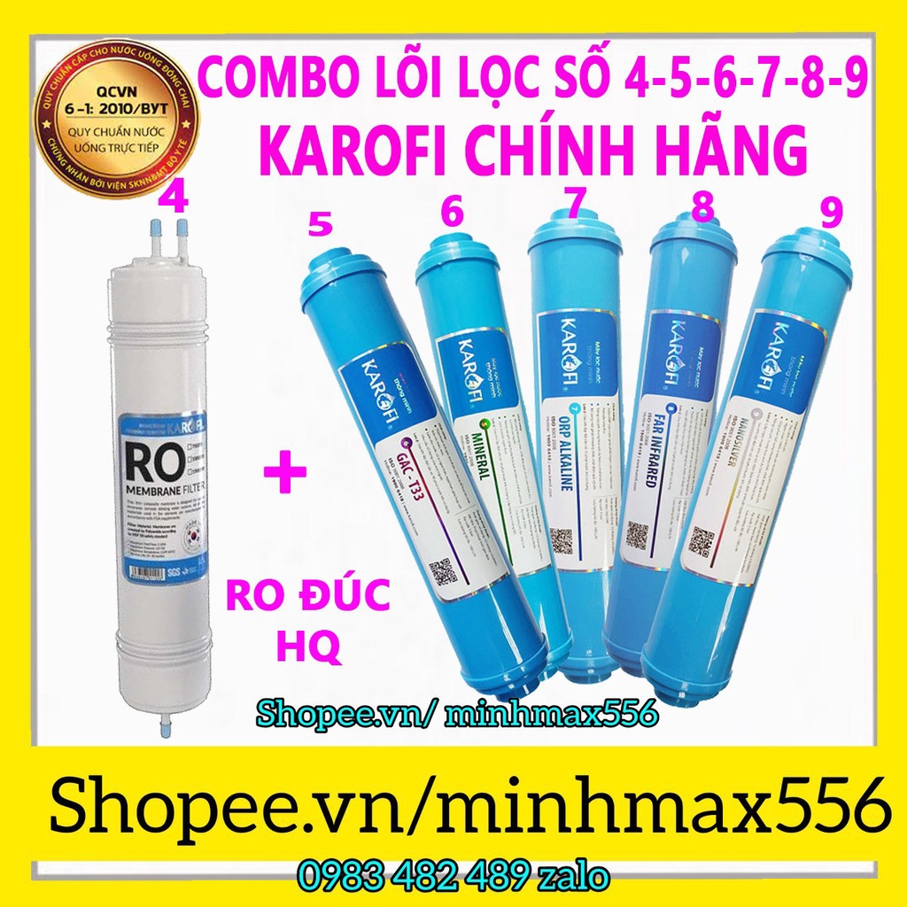 COMBO LÕI LỌC NƯỚC KAROFI 9C MỚI - GỒM RO HQ -T33-MIN-FAR-NANO-ORP