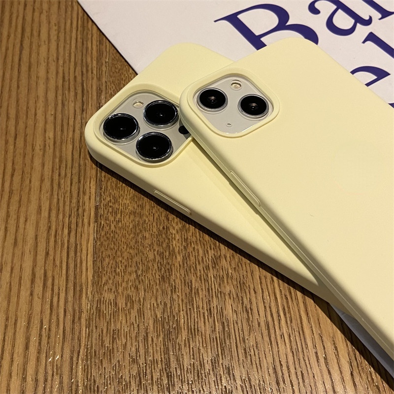 Ốp Điện Thoại Silicone Mềm Chống Sốc Màu Vàng Sữa Cho IPhone 14 13 12 11 Pro X XR XS Max 6 6s 7 8 Plus