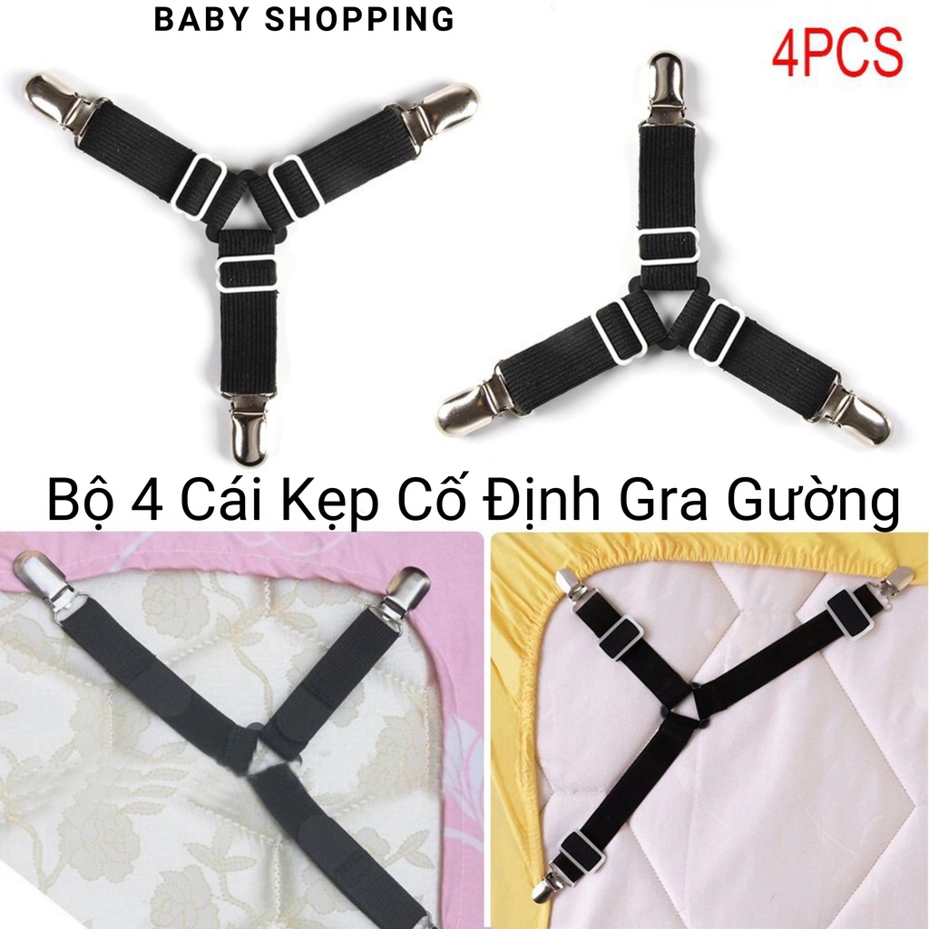 Bộ 4 kẹp ga giường chống xê dịch baby shopping