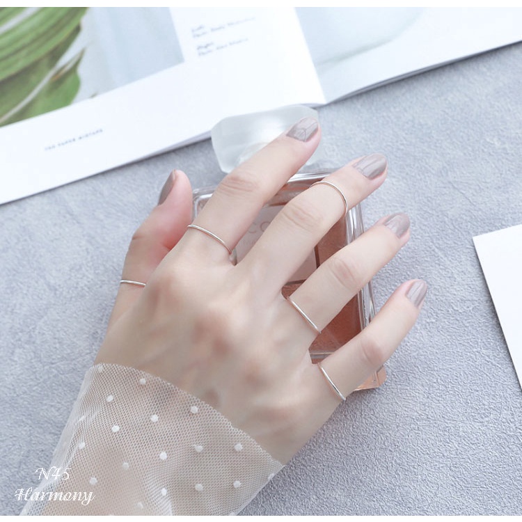 Nhẫn nữ bạc cao cấp thiết kế đơn giản, basic, nhiều size N45| TRANG SỨC BẠC HARMONY
