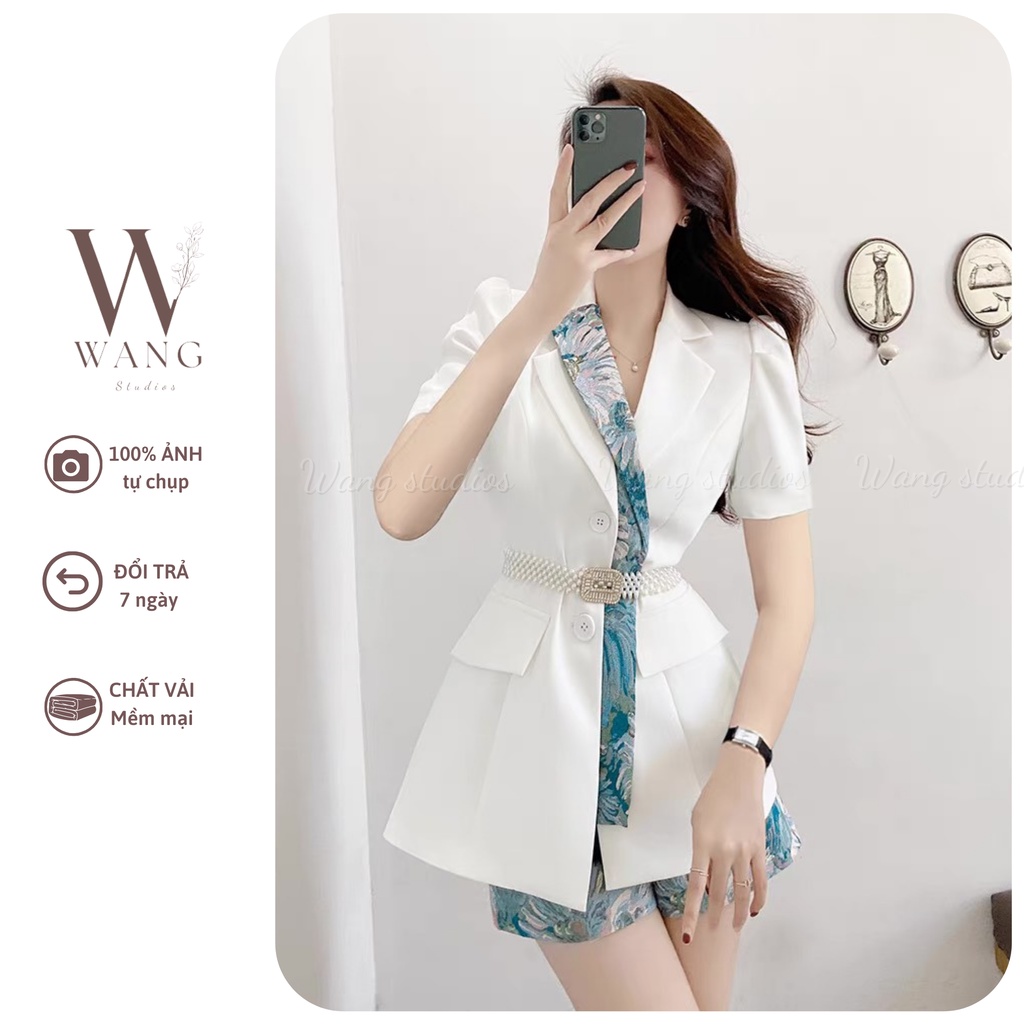Set vest gấm thiết kế áo tuyết mưa vitex Hàn Quốc, quần gấm dệt 2 mặt may 2 lớp bọc viền đường may hàng kiện siêu đẹp