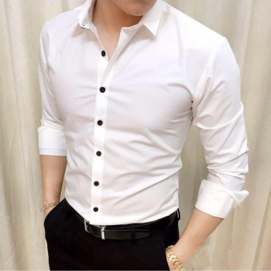 Áo Sơ Mi Nam Tay Dài Vải Lụa Cao Cấp Co Dãn Thoải Mái (5 Size - 5 Màu) SIÊU SALE !! SIÊU SALE !! FREE SHIP