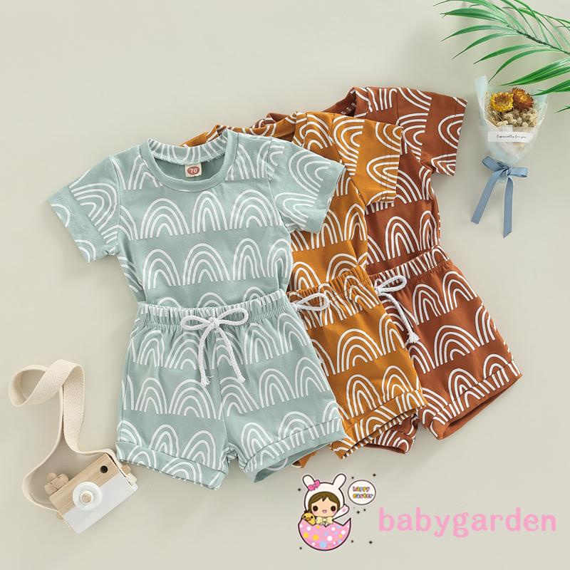 Set Áo Thun Tay Ngắn + Quần Short Màu Trắng Thời Trang Mùa Hè Cho Bé Trai Từ 0-24 Tháng Tuổi