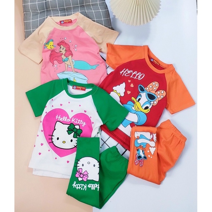 (9-22kg) Bộ Quần dài tay ngắn cotton - Bộ quần áo bé gái
