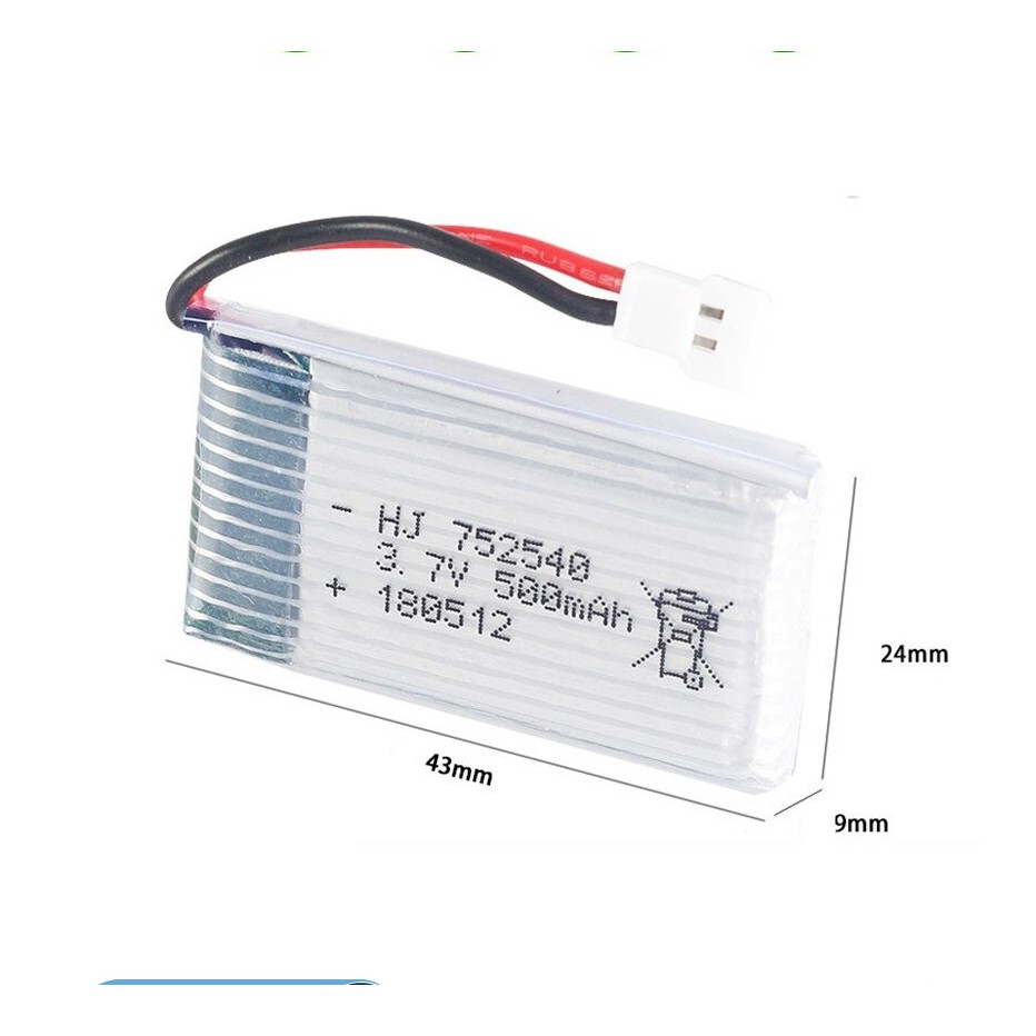 Pin sạc lipo 500mah 3.7v Máy bay điều khiển có mạch bảo vệ an toàn pin